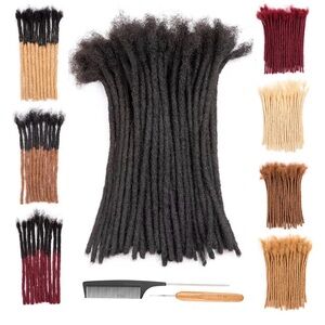 0.8cm, 8 Inch 70 Strands 100% Real Human Hair Dreadlock Extensions for Man/Women